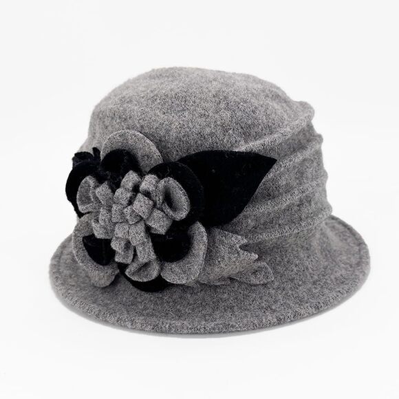 1584 Women Beret Hat Cloche Bucket Vintage Floral Wool Classic Winter main image 6